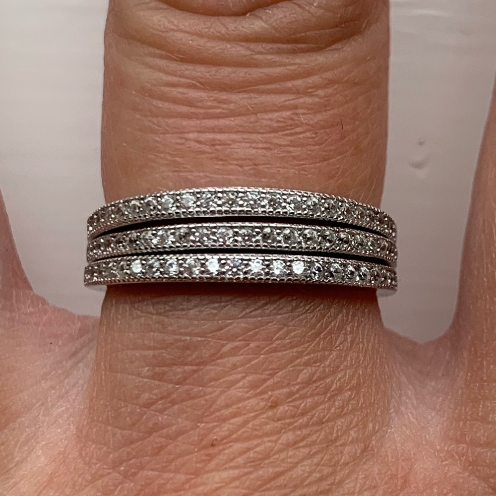 Silver Rhinestone Ring Stack - Picture 2 of 5